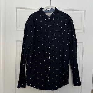 Penguin Navy and White Football Patterned Button Down Shirt